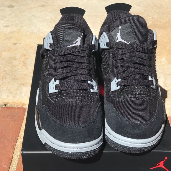 Air Jordan Retro 4 Black Canvas “Steel” GS Size 4.5Y/ 6W - Picture 15 of 16